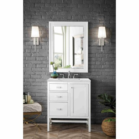 James Martin Vanities Addison 30in Single Vanity, Glossy White w/ 3 CM Ethereal Noctis Top E444-V30-GW-3ENC